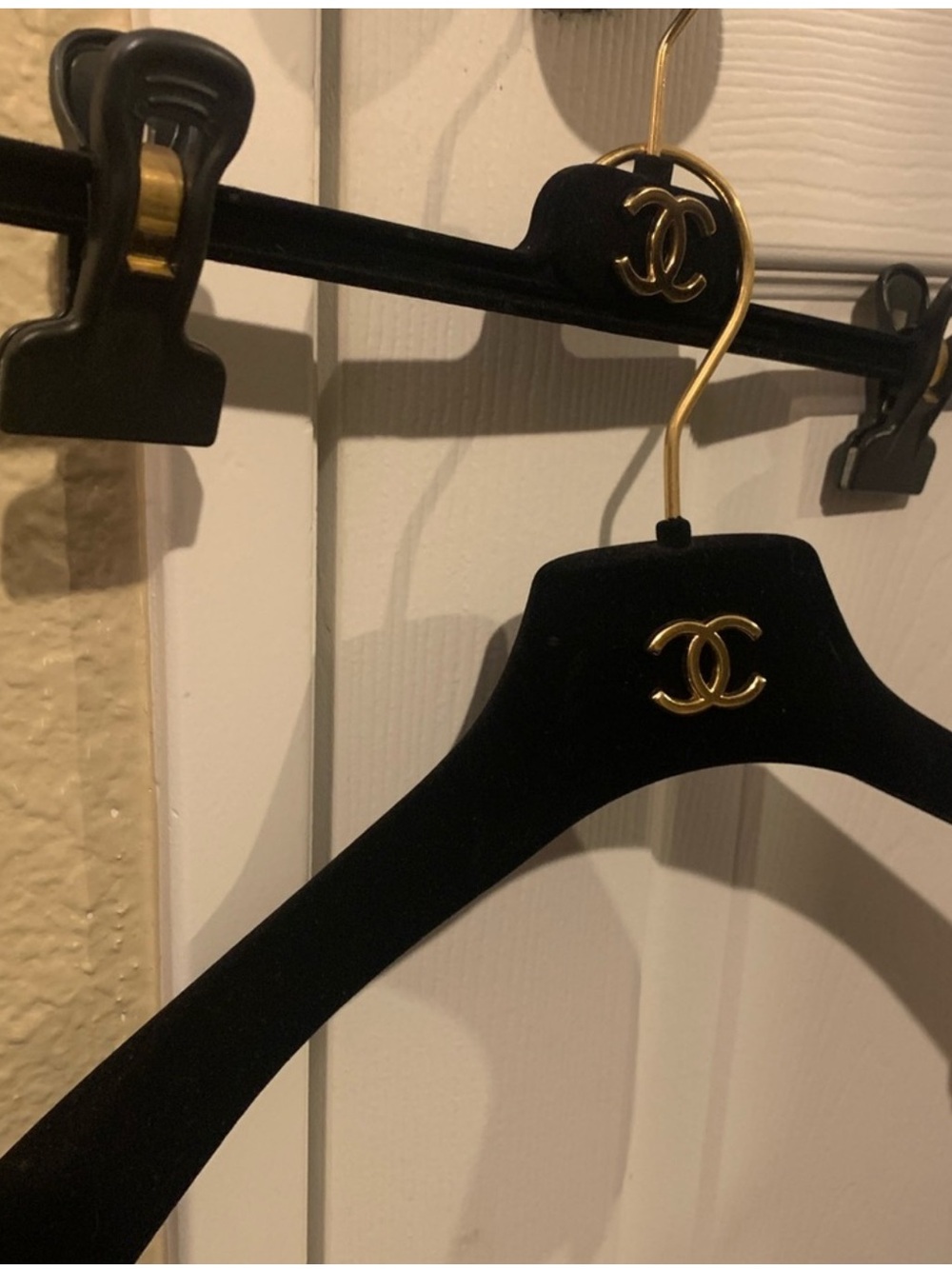 CHANEL Black Velvet Hangers